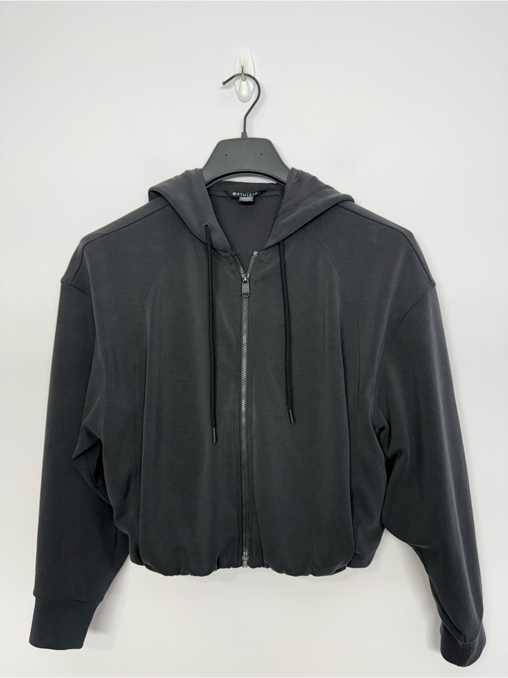 39: Athleta Seasoft Bubble Hem Full Zip Black Size Small Petite